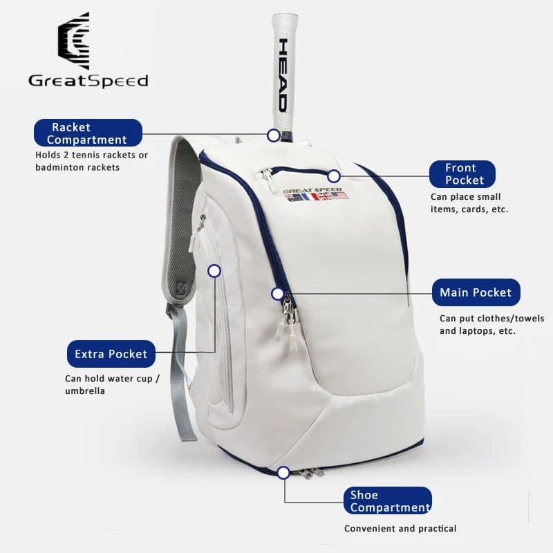 image-Original Brand Tennis Bag Tennis Rackets Padel Tennis Backpack Tennis Racket Backpack With Shoes Compartment Badminton Gym Bag