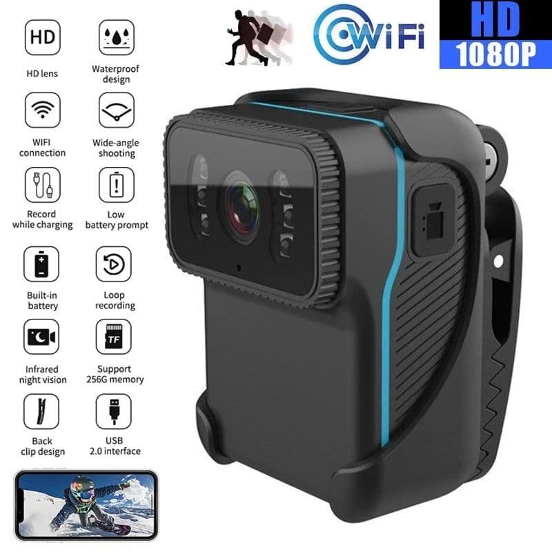image-1080P HD Action Camera Portable Sports Camera Wifi Dv Camcorder Loop Recording Support Tf Card Night Vision Cam with Back Clip