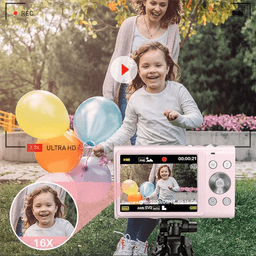 image-Digital Camera with Auto Focus, 2.7K 48MP Vlogging Camera with 2.8 Inch Large Screen Stylish Camera for Teens-Pink