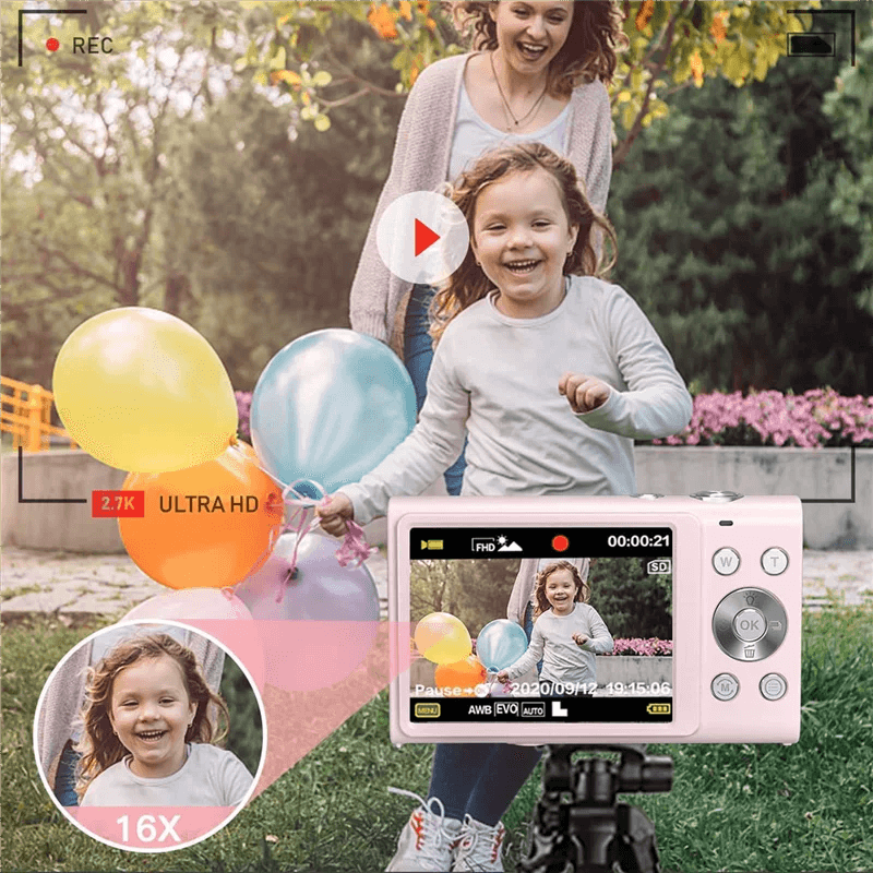 image-Digital Camera with Auto Focus, 2.7K 48MP Vlogging Camera with 2.8 Inch Large Screen Stylish Camera for Teens-Pink