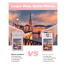 image-Digital Camera with Auto Focus, 2.7K 48MP Vlogging Camera with 2.8 Inch Large Screen Stylish Camera for Teens-Pink