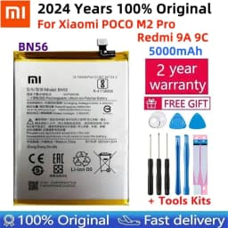 image-2024 Years 100% Original Replacement BN56 5000mAh For Xiaomi POCO M2 Pro Redmi 9A 9C Genuine Phone Batteries Free Tools
