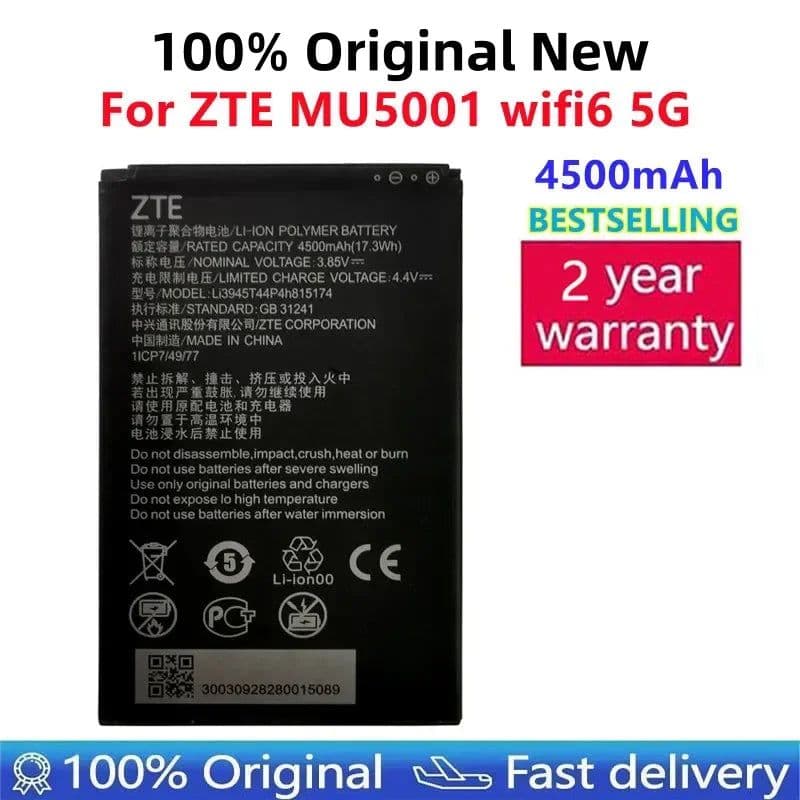 image-100% Original New 4500mAh Li3945T44P4h815174 Battery For ZTE MU5001 Wifi6 5G Portable Wifi Wireless Router Batteries