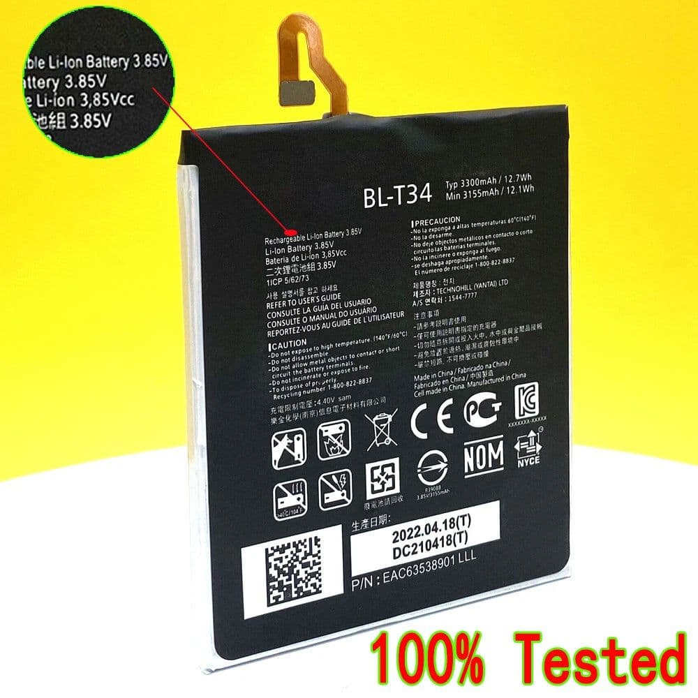 image-New 3300mAh BL-T34 Battery For LG V30 V30A H930 H932 LS998 V35 V30 PLUS Phone Replacement High Quality With Tracking Number