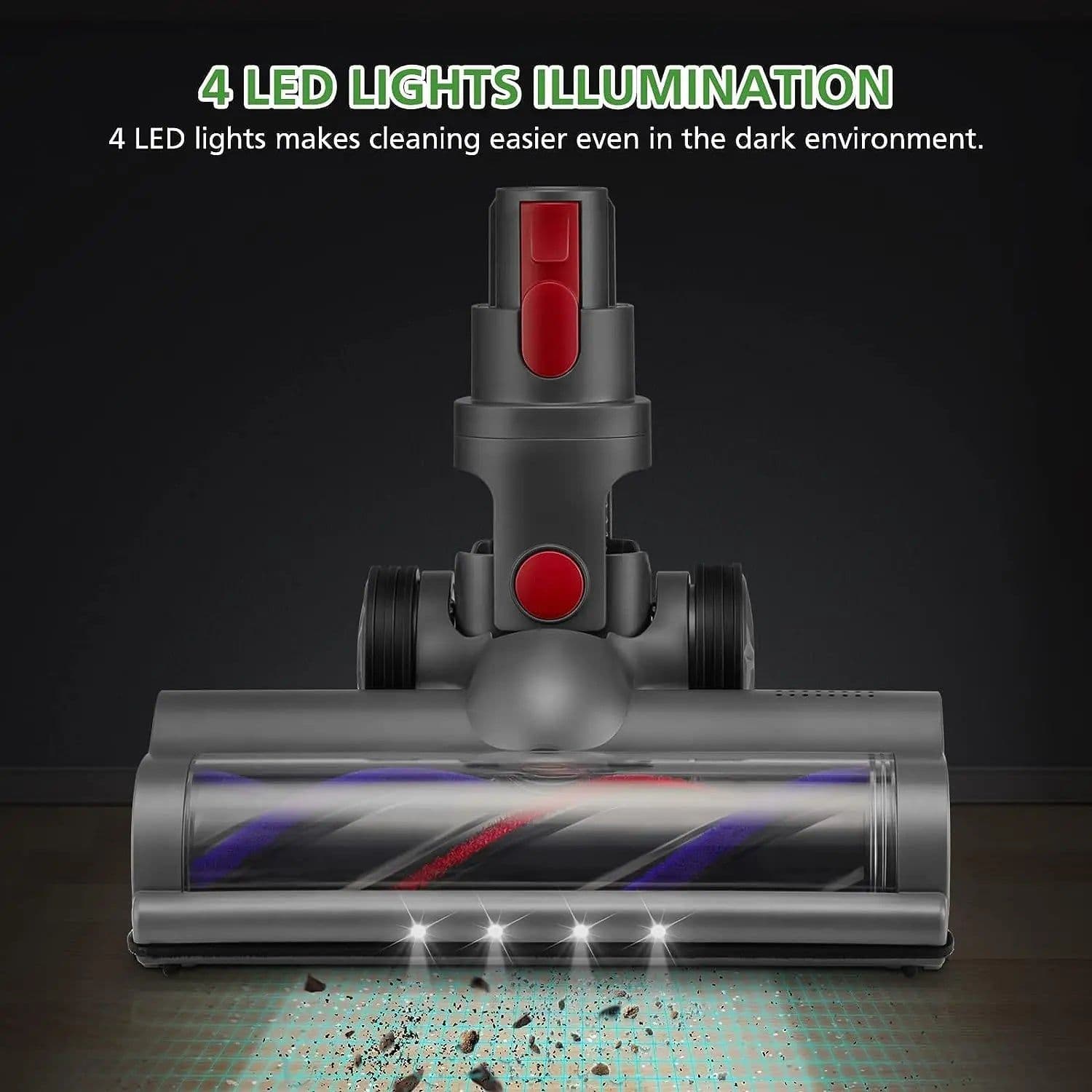 image-Roller Brush Head Replacement for Dyson V7 V8 V10 V11 V15 Cordless Vacuum Cleaner Quick-Release Motorhead with LED Headlight