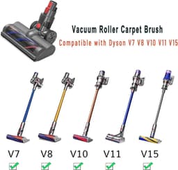 image-Roller Brush Head Replacement for Dyson V7 V8 V10 V11 V15 Cordless Vacuum Cleaner Quick-Release Motorhead with LED Headlight