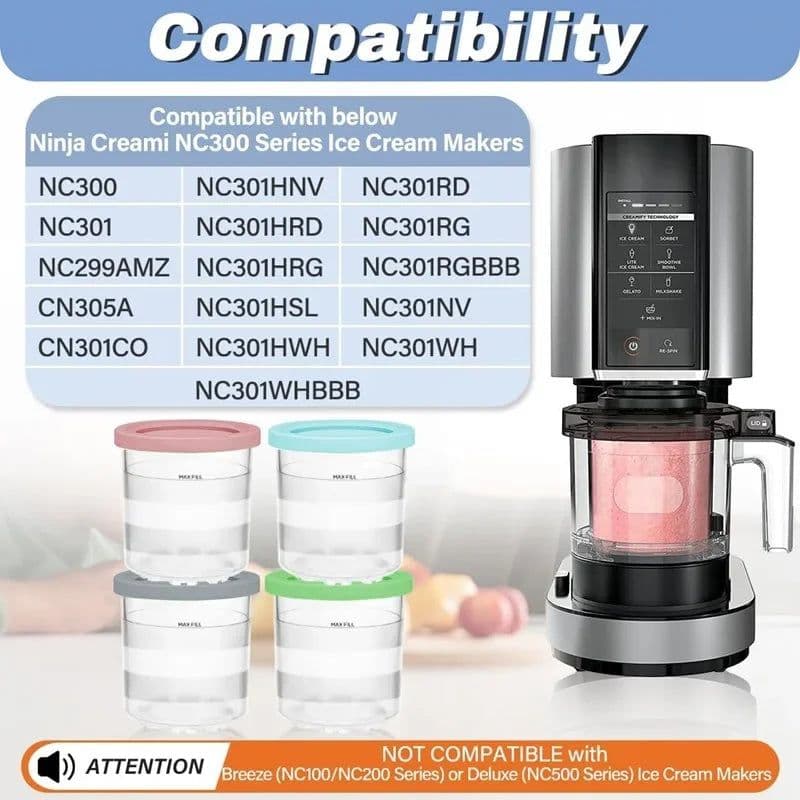 image-1PCS Randomly send color Ice Cream Maker Container For Ninja Creami Pints 16oz Cups Compatible NC301 NC290 Serie Ice Cream Maker