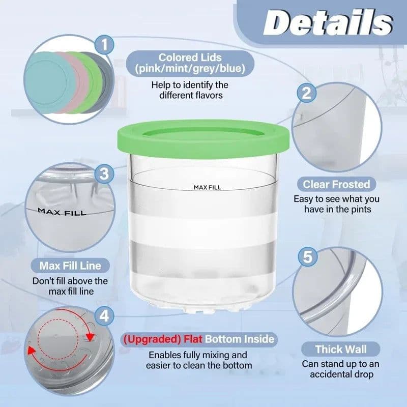 image-1PCS Randomly send color Ice Cream Maker Container For Ninja Creami Pints 16oz Cups Compatible NC301 NC290 Serie Ice Cream Maker