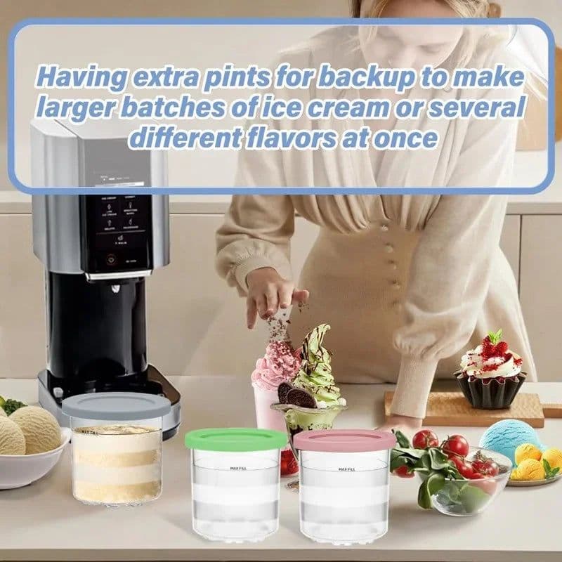 image-1PCS Randomly send color Ice Cream Maker Container For Ninja Creami Pints 16oz Cups Compatible NC301 NC290 Serie Ice Cream Maker
