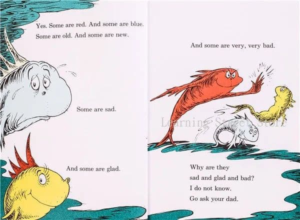 image-One Fish Two Fish Red Fish Blue Fish Dr.Seuss Interesting Story Parent Child Kids Early Education Picture English Book