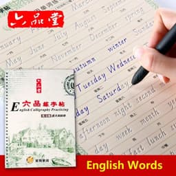 image-Italian Style Reusable English Learn words Calligraphy Copybook Liu Pin Tang 3D Groove auto dry repeat practice book pen set