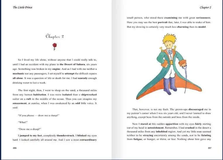 image-The Little Prince Color Illustration English Original Novel Reading Classic World Famous Books English Literature Original Book