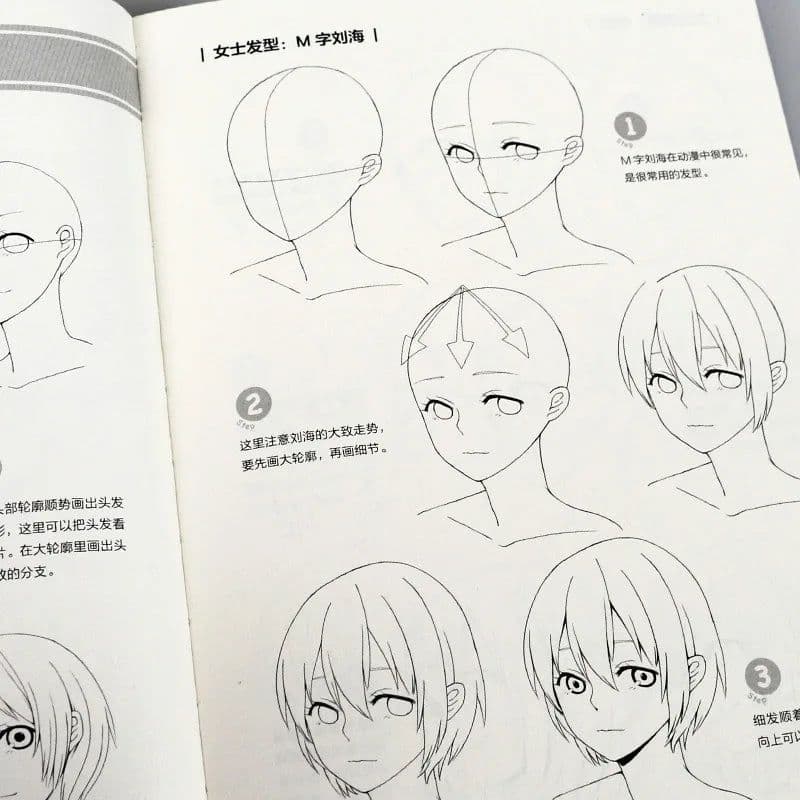 image-Head And Hairstyle Anime Special Coloring Book Zero Basic Learn Drawing Comics Tutorial Book