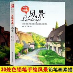image-208 Page Chinese Colored Pencil Landscape Painting Art Book/ Color lead painting introduction color lead Painting Tutorial Book