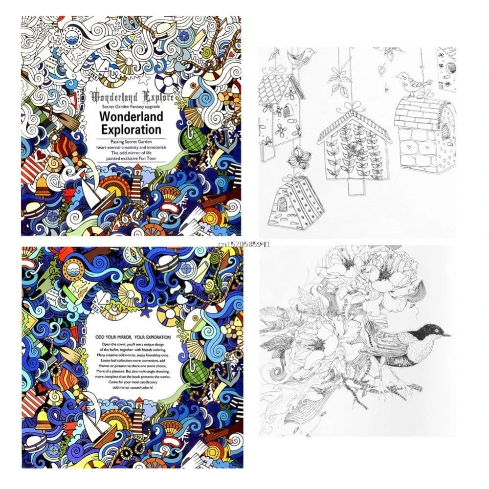 image-New English Adult Gifts Books Wonderland Exploration Coloring Book