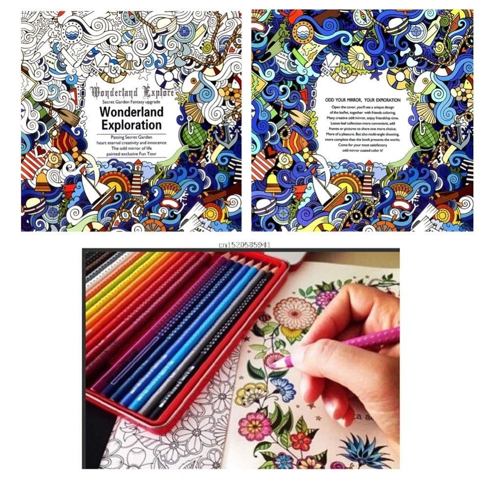 image-New English Adult Gifts Books Wonderland Exploration Coloring Book