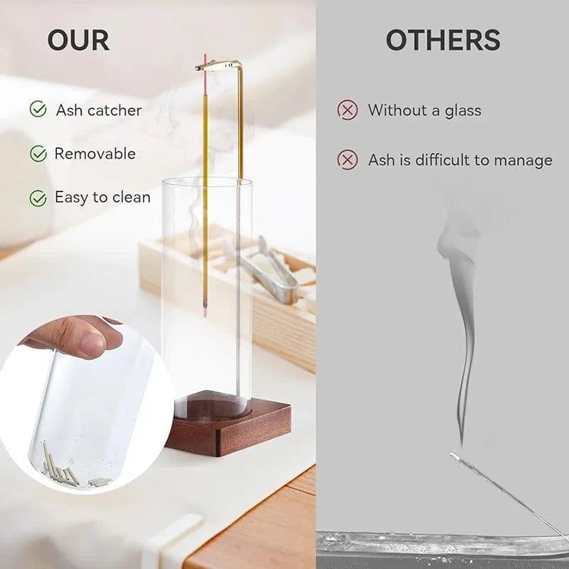 image-1PC Incense Holder For Sticks Removable Glass Ash Catcher Mess-Free Incense Burner Meditation Yoga Spa
