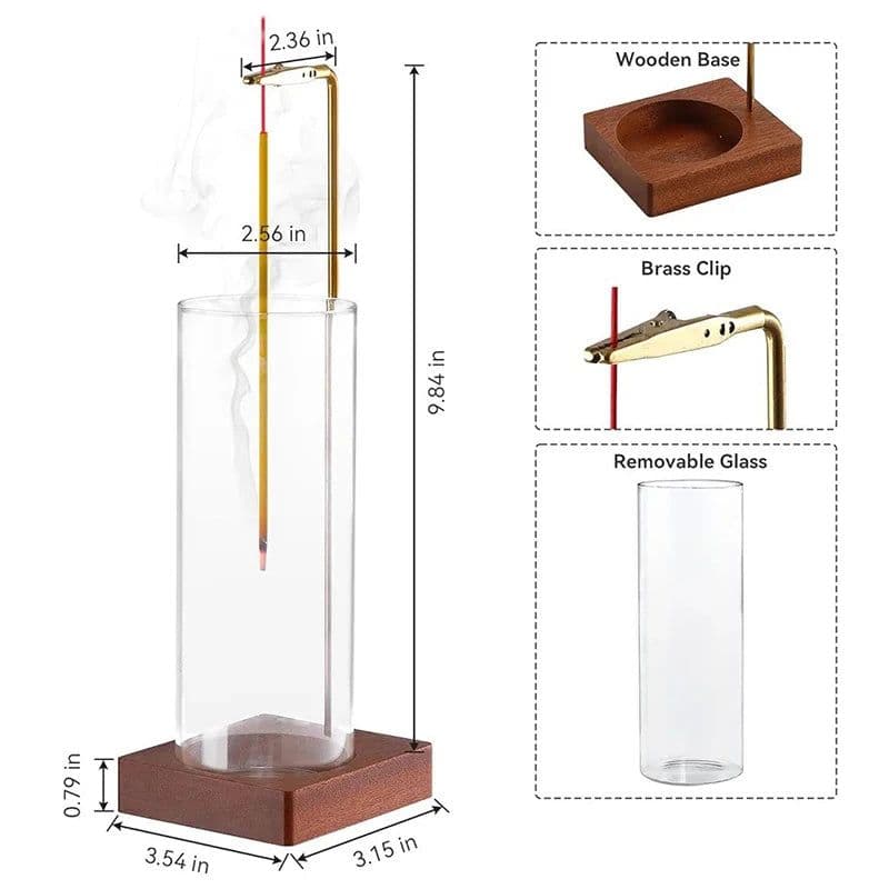 image-1PC Incense Holder For Sticks Removable Glass Ash Catcher Mess-Free Incense Burner Meditation Yoga Spa