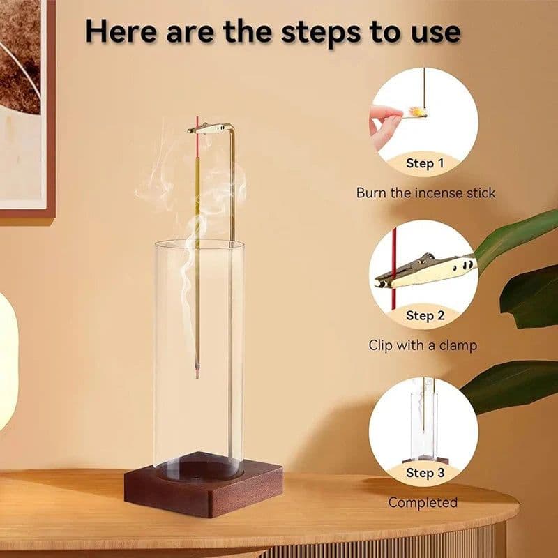 image-1PC Incense Holder For Sticks Removable Glass Ash Catcher Mess-Free Incense Burner Meditation Yoga Spa