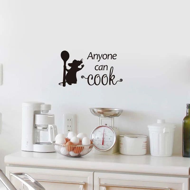 image-Funny Cooking Mouse Wall Sticker For Kitchen Background Home Decoration Mural Anyone Can Cook Room Decals Removable Wallpaper