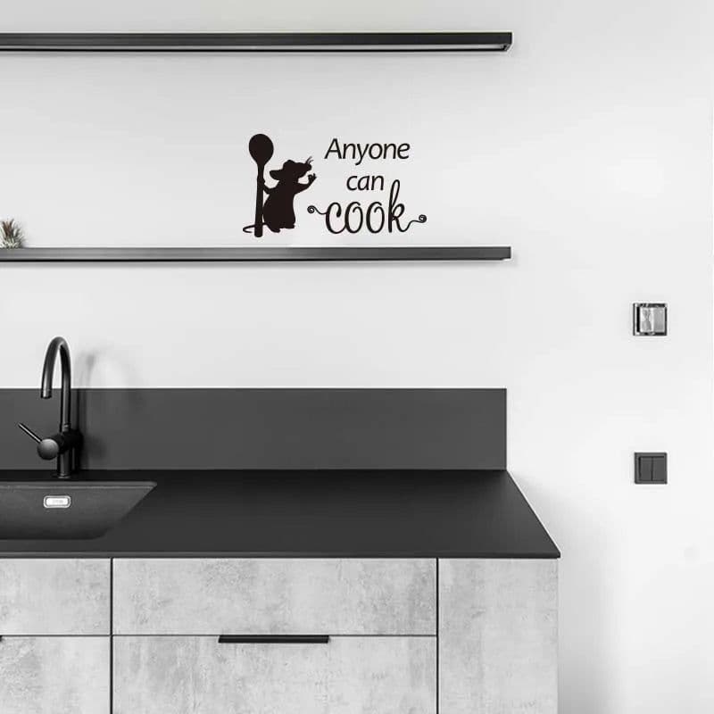 image-Funny Cooking Mouse Wall Sticker For Kitchen Background Home Decoration Mural Anyone Can Cook Room Decals Removable Wallpaper