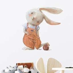 image-Cartoon Funny Bunny Wall Sticker Kids Room Background Decoration Mural Removable Cute Pattern Child Bedroom Home Decor Decals
