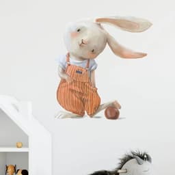 image-Cartoon Funny Bunny Wall Sticker Kids Room Background Decoration Mural Removable Cute Pattern Child Bedroom Home Decor Decals