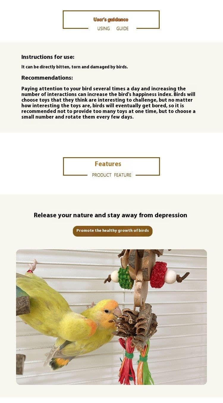 image-Parrot Bird Bite Toy String Relieving Stuffy Decorative Color Pendant