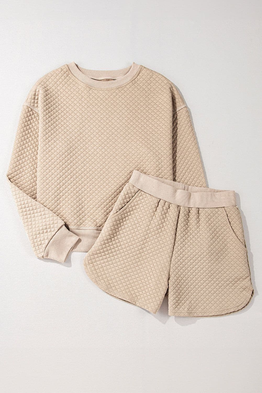 image-Parchment Quilted Long Sleeve Top & Shorts Set