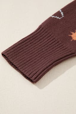 image-Brown Cowgirl Fashion Print Casual Sweater