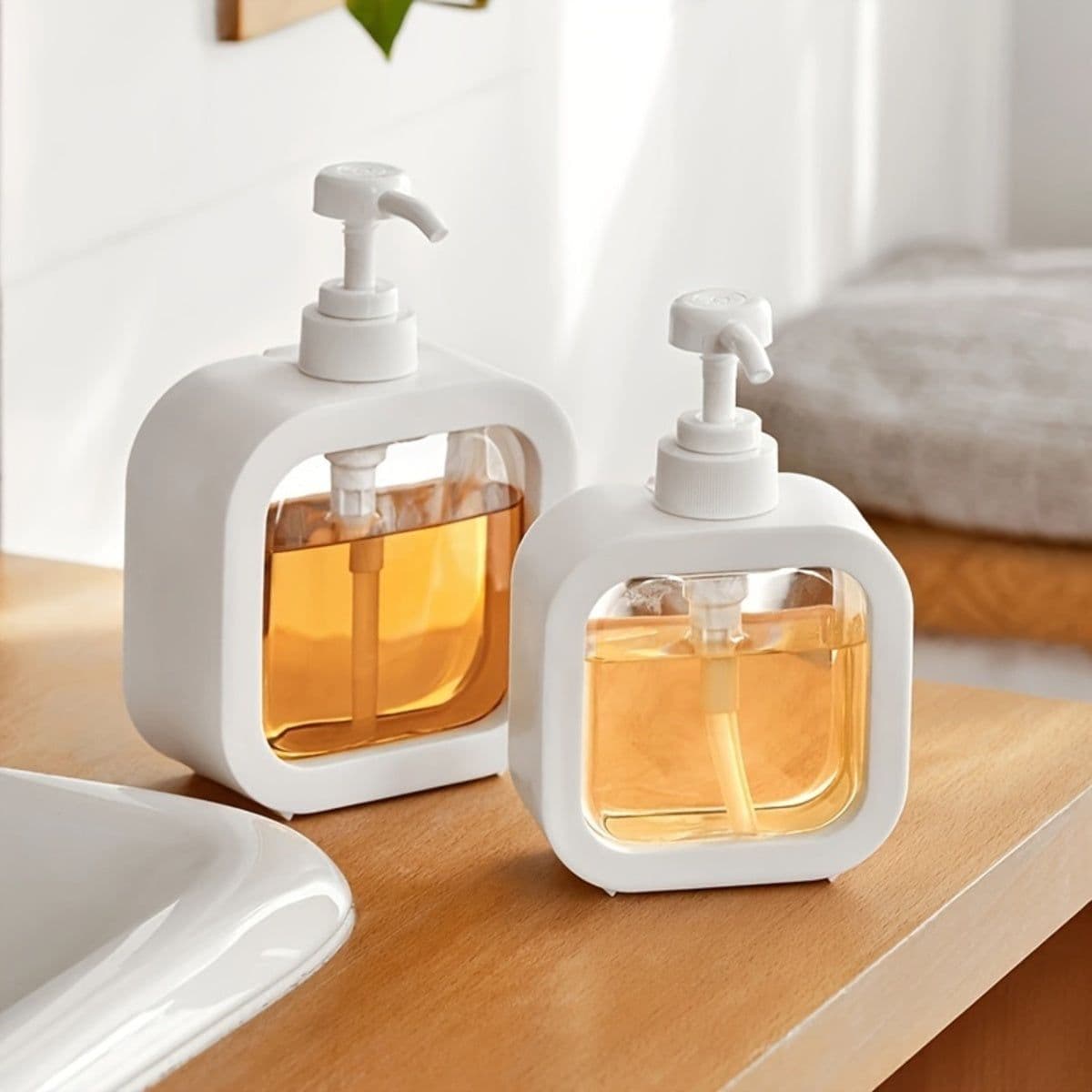 image-Foaming Soap Dispenser, 300ml And 500ml Dish Soap Dispenser, Refillable Modern Square Pump Bottle Lotion Dispenser, Hand Soap Dispenser For Bathroom, Kitchen Portable Empty Bottle, Dish Soap Dispenser