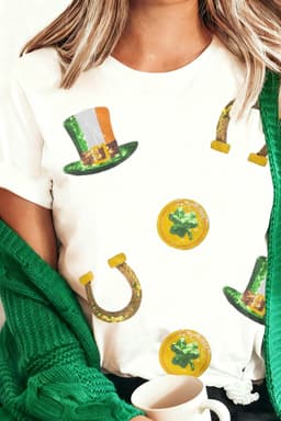 image-White St Patricks Day Sequin T-Shirt