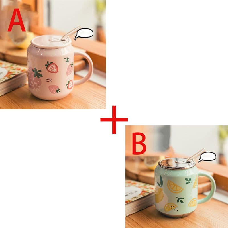 image-Household Water Cup Ins Style Creative Ceramic Cup With Lid Flower Tea Cup