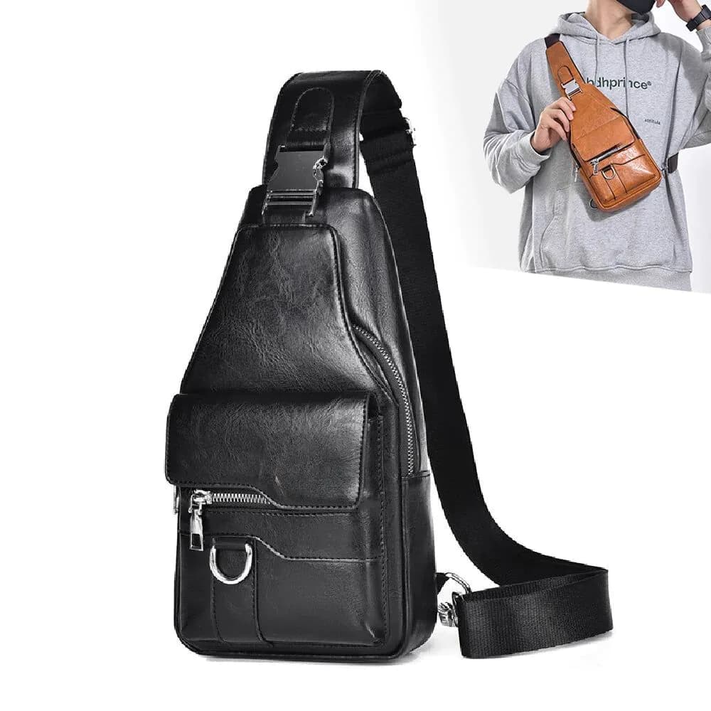 image-Men Cross Body Bag Sling Backpack Fashion Retro Travel Male Side