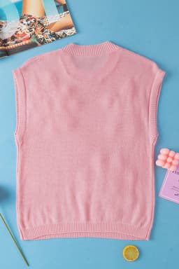 image-Crochet Flower Knit Sweater - White Short Sleeve