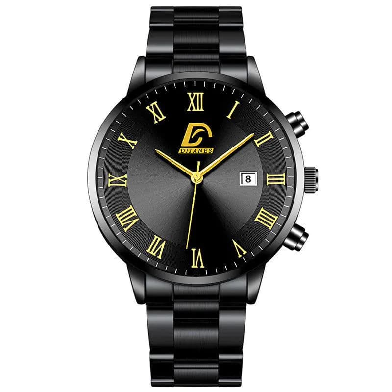 image-Fashion Men's Casual Business Calendar Stainless Steel Watch