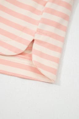 image-Pink Stripe Contrast Neck Loose Tee and Drawstring Shorts Set