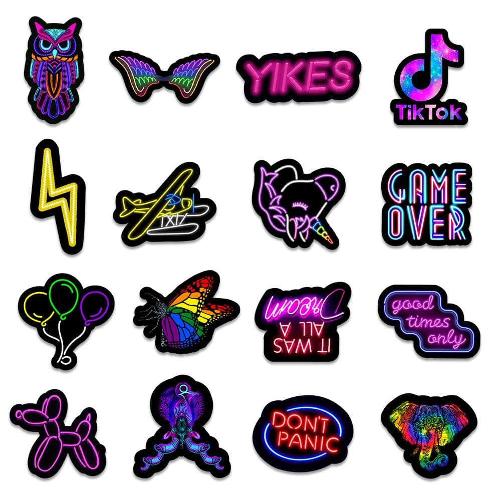 image-50 New Neon Stickers Car Trunk Phone Water Cup Decoration Stickers