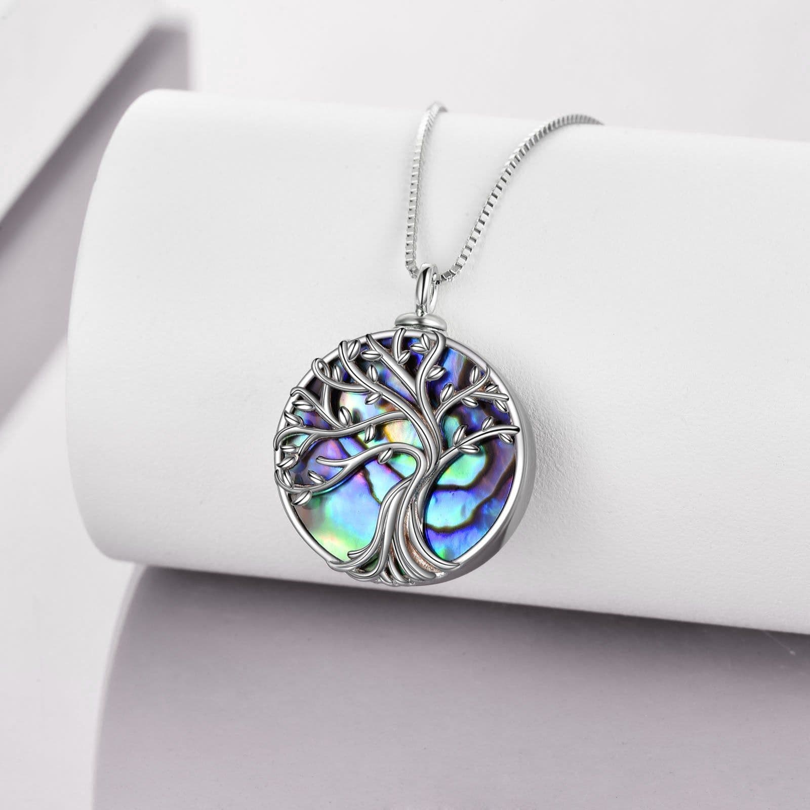 image-Tree of Life Urn Necklace for Ashes Keepsake 925 Sterling Silver Pendant Necklace