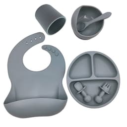 image-Baby Cutlery Set Silicone Bib Silicone Cup Spoon