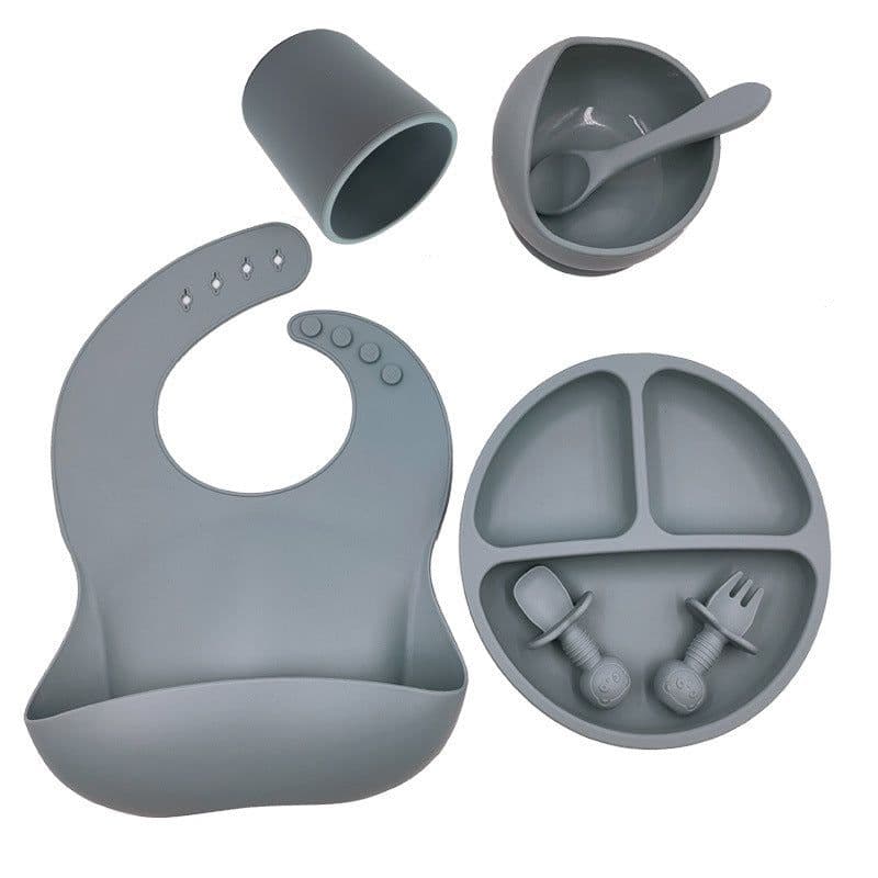 image-Baby Cutlery Set Silicone Bib Silicone Cup Spoon