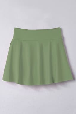 image-Green Criss Cross Waist Flared Swim Skirt