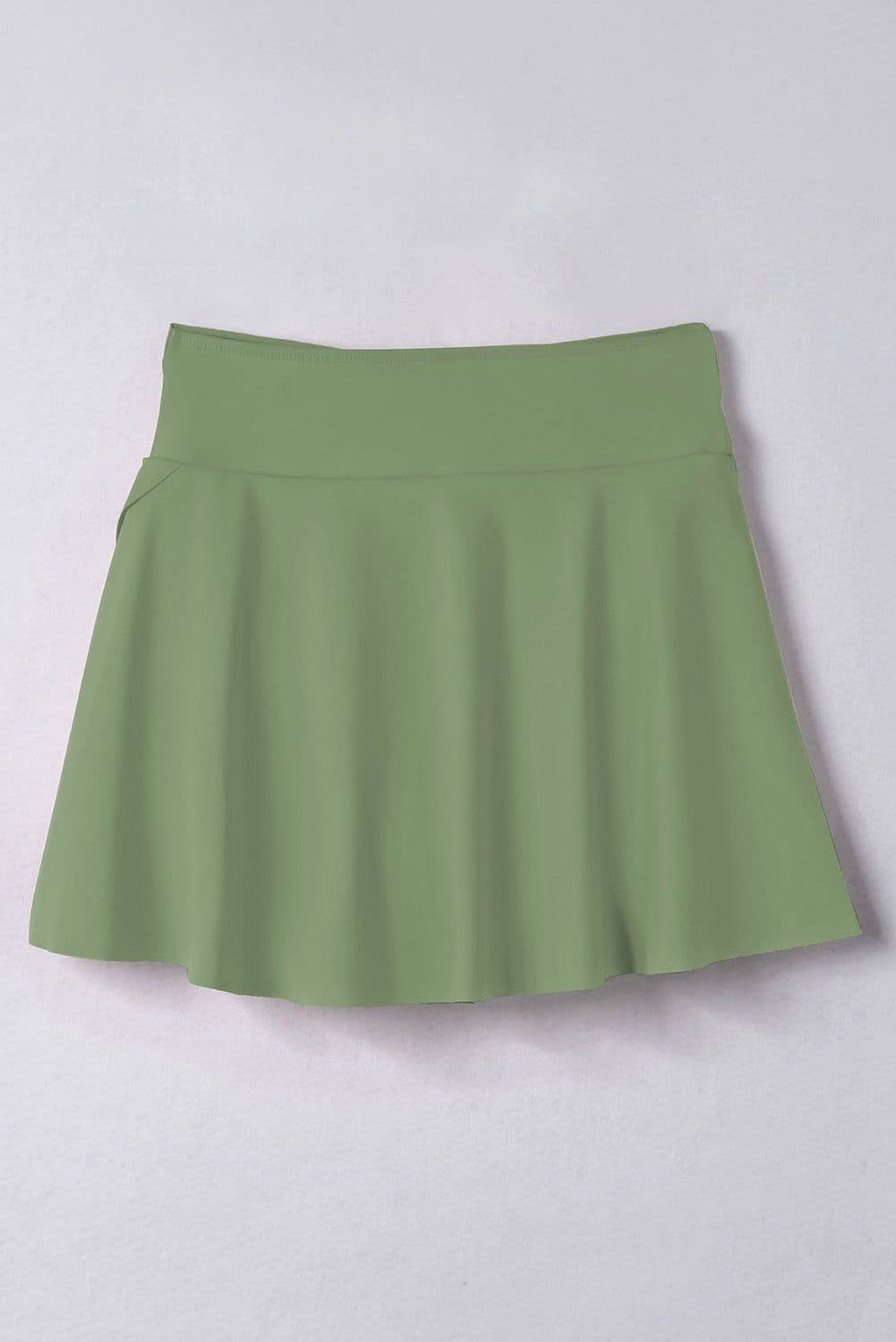 image-Green Criss Cross Waist Flared Swim Skirt