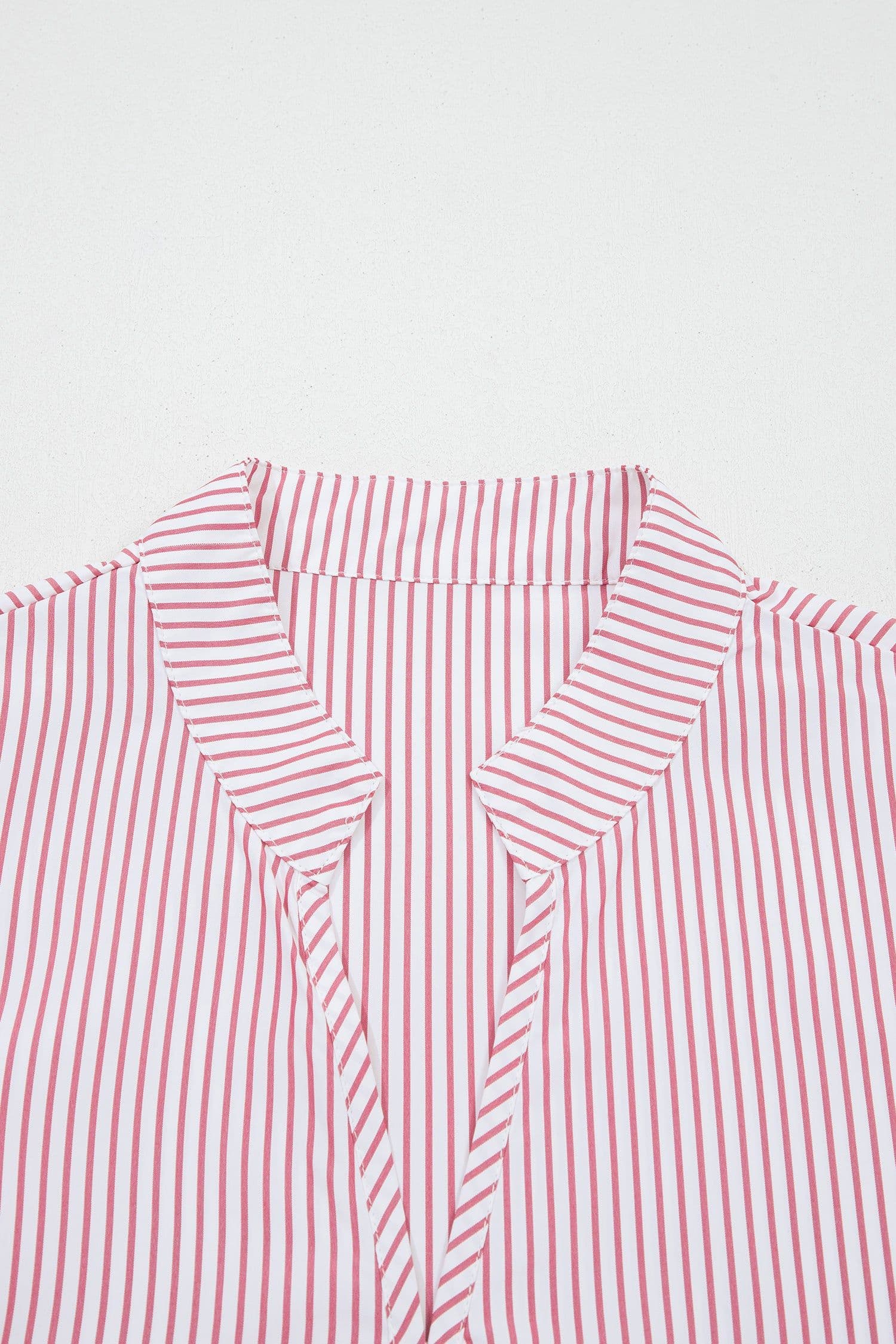 image-Red Stripe Plus Size Ruffled Hem Midi Dress