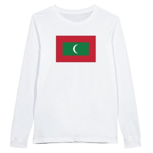 image-Drapeau des Maldives - T-shirt à manches longues premium unisexe