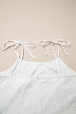 image-White Tie Spaghetti Straps Floral Lace Overlay Long Dress