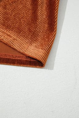 image-Clay Velvet Ribbed Square Neck Slim Puff Sleeve Top