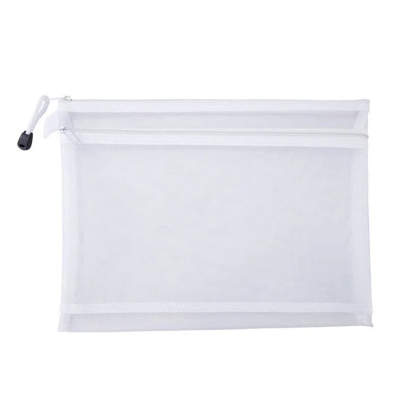 image-Transparent Waterproof Mesh Zipper Pouch Document Bag A4 Size File Folders for School Office Supplies Pencil Case Storage Bags