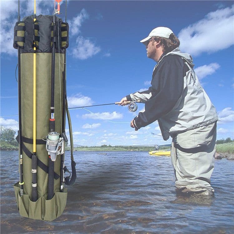 image-Fishing Rod Fishing Gear Cylindrical Fishing Bag