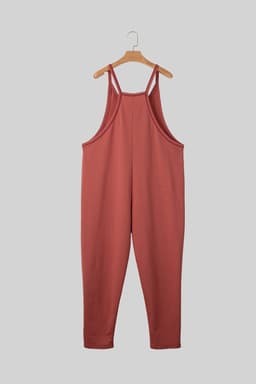 image-Black Harem Pants Jumpsuit V Neck Sleeveless Side Pockets Fashion Jumpsuit